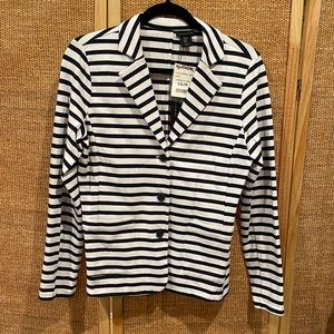 Tahari navy and white stripe jacket- size medium